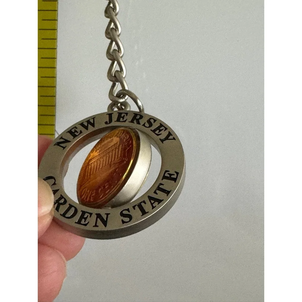 New Jersey Garden State Souvenir Keychain Spinning 2003 Lincoln Penny